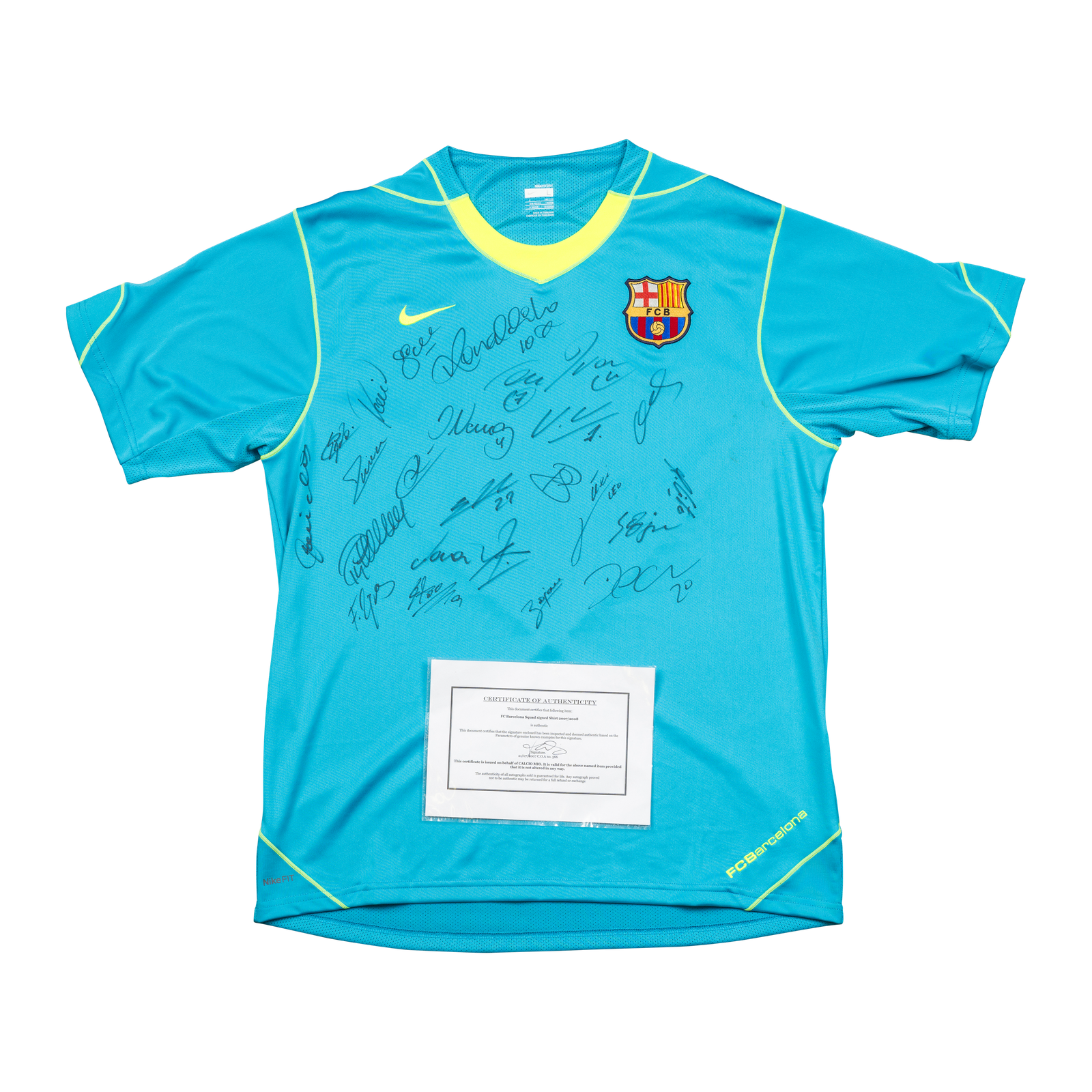 FC Barcelona Auswärtstrikot 2007/08 – Team-Signaturen