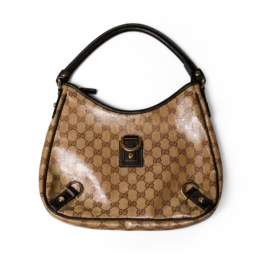 Gucci GG Canvas D-Ring Hobo Bag Glossy Trim