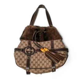 Gucci Indy GG Canvas Fur Hobo