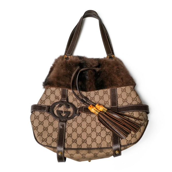 Gucci Indy GG Canvas Fur Hobo