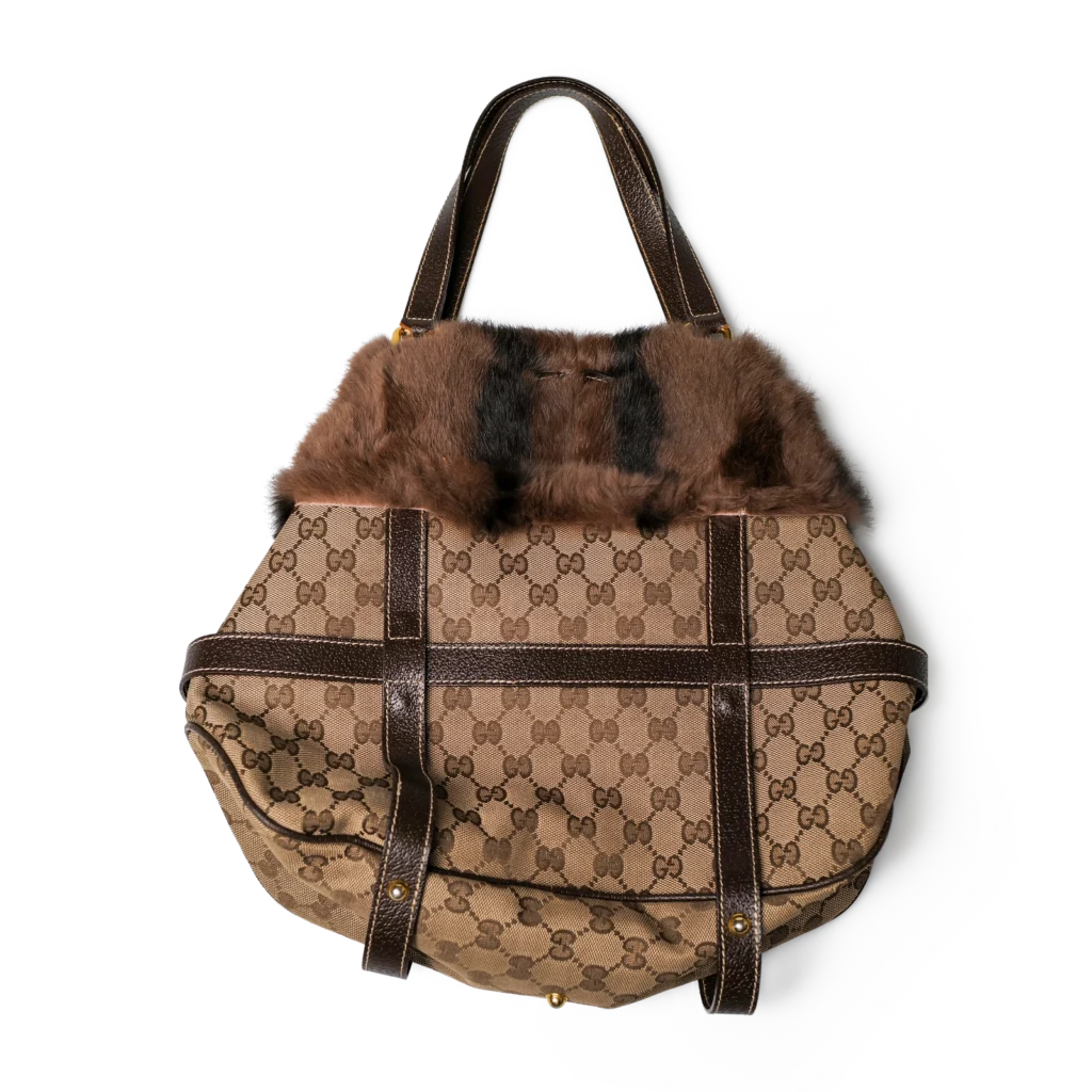 Gucci Indy GG Canvas Fur Hobo