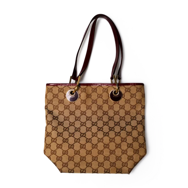 Gucci GG Supreme Tote Burgundy Trim