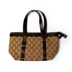 Gucci GG Canvas Tote Brown Leather Trim