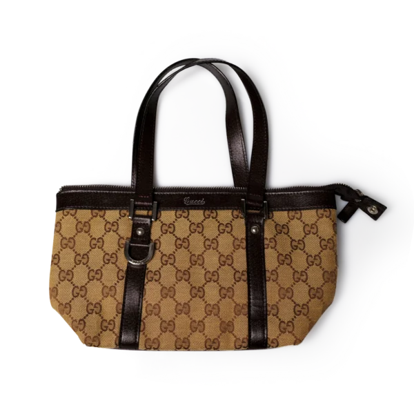 DO01061403 Gucci GG Canvas Tote Brown Leather Trim