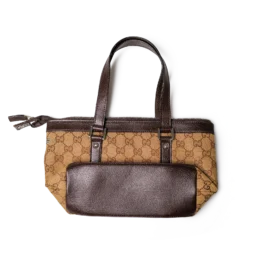 Gucci GG Canvas Tote Brown Leather Trim