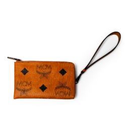 MCM Visetos Wristlet Cognac