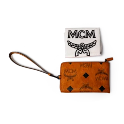 MCM Visetos Wristlet Cognac