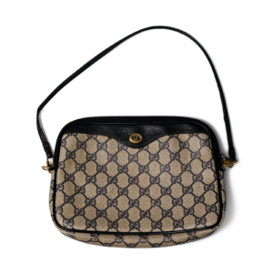 DO01061415 Gucci GG Canvas Shoulder Bag Black Leather