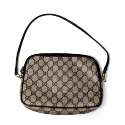 Gucci GG Canvas Shoulder Bag Black Leather