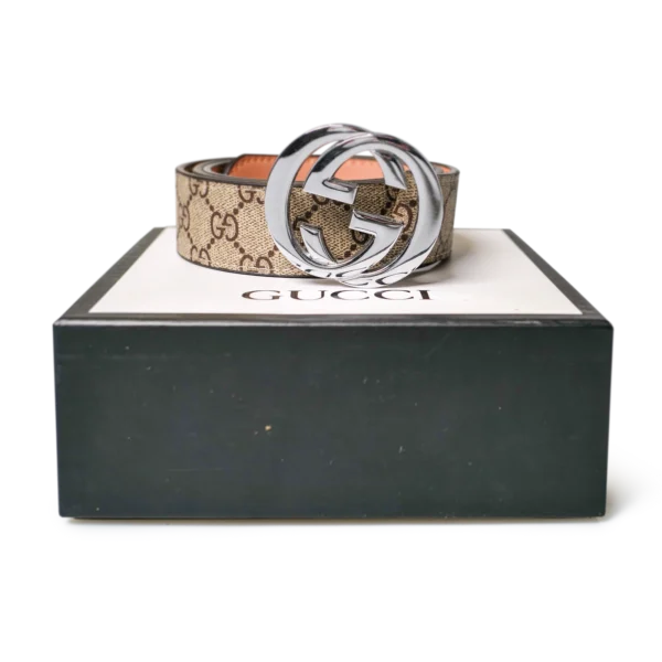 DO01061490 Gucci GG Supreme Belt Silberbuckle