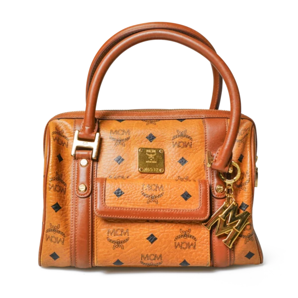 MCM Visetos Boston Bag Cognac