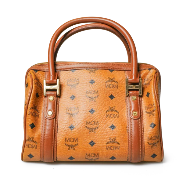 MCM Visetos Boston Bag Cognac