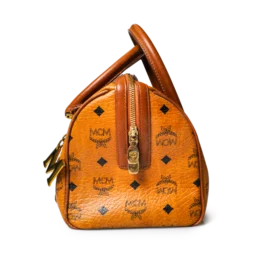 MCM Visetos Boston Bag Cognac