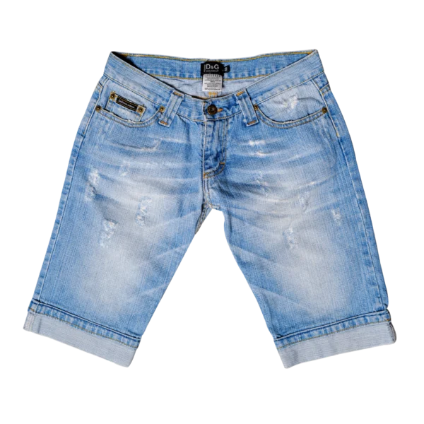 D&G Logo Denim Bermudas Hellblau