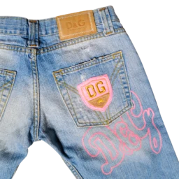 D&G Logo Denim Bermudas Hellblau