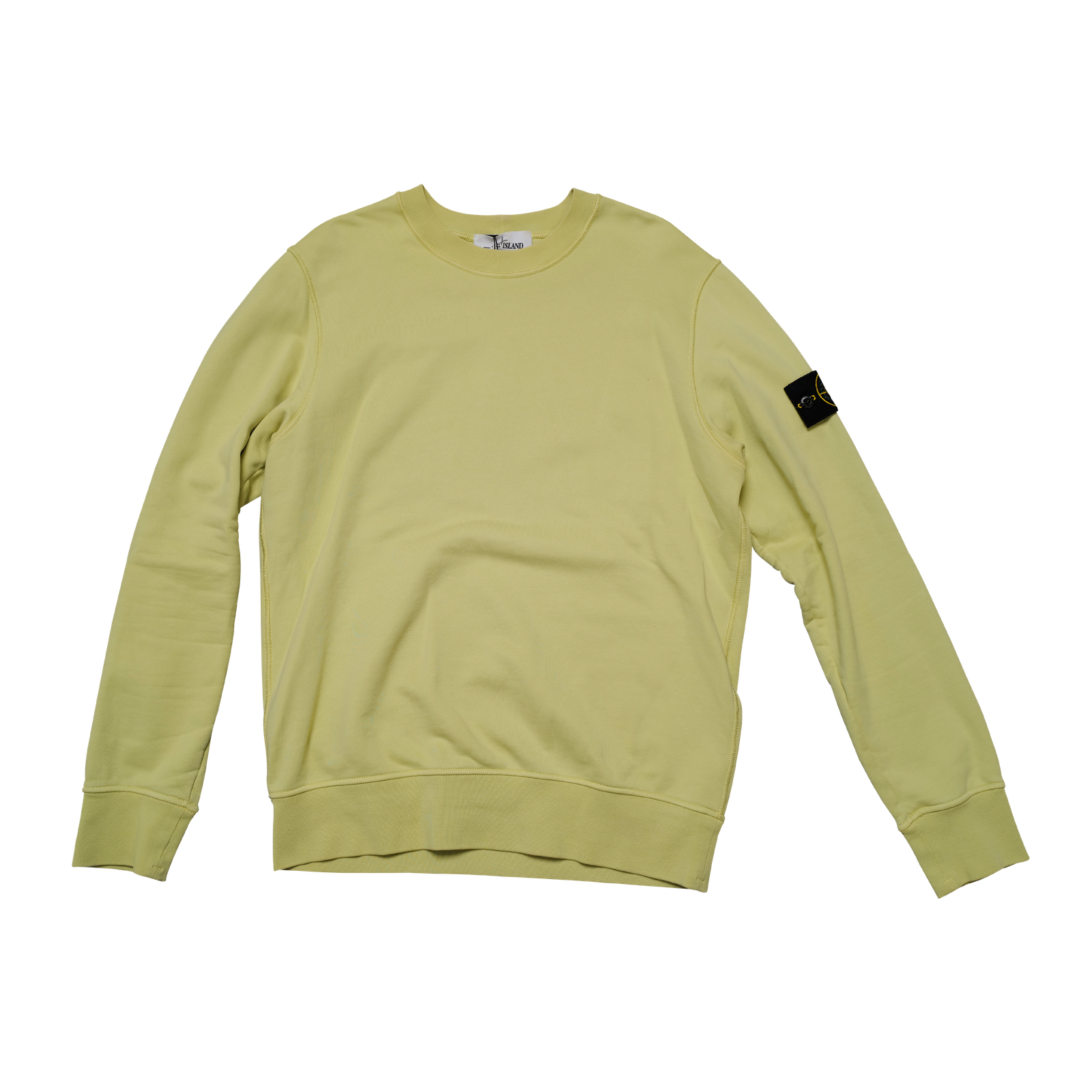 Stone Island Crewneck Sweatshirt Hellgelb mit Kompass-Badge