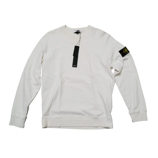 DO01062355-1 Stone Island Crewneck Sweatshirt Off-White mit Kompass-Badge