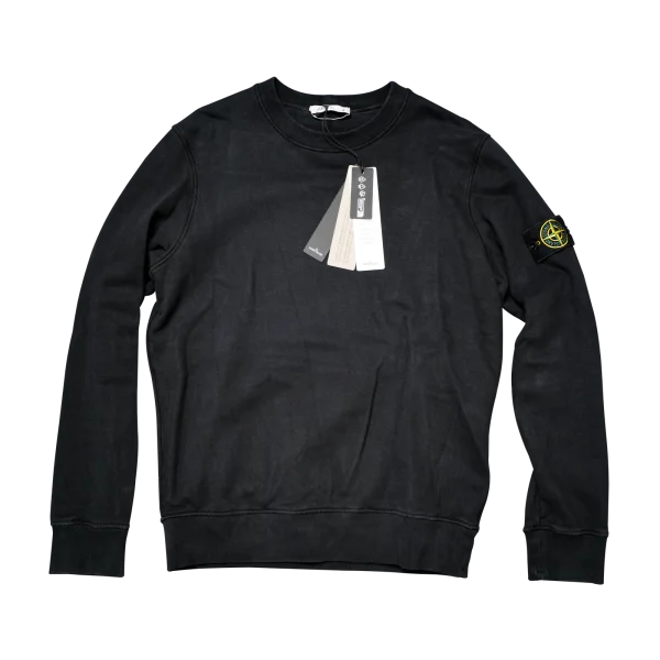 DO01062358-1 Stone Island Crewneck Sweatshirt Schwarz mit Kompass-Badge