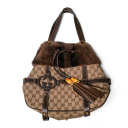 Gucci Indy GG Canvas Fur Hobo