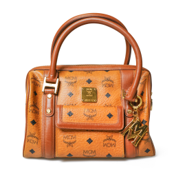 MCM Visetos Boston Bag Cognac